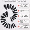 Kikmoya Matte Pure Black Extra Long Press on Nails Stiletto Nail Tips 24pcs Fake Nails Almond Acrylic Nails False Nails Press-On Manicure Artificial Nails Stick on Nails for Women (Matte Black)