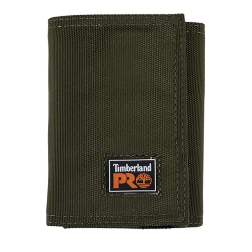 Timberland PRO Men's Cordura Nylon RFID Trifold Wallet with ID Window, Olive, One Size