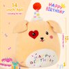 BSTAOFY Light up Music Happy Birthday Puppy Dog Soft Plush Pillow Birthday Stuffed Animal Dog Birthday Gift for Toddler Kids Girls, 14''