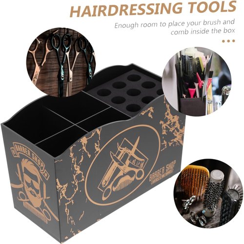 Generic Scissor Holder Barber Shear Holder Box, Hair Salon Barber Supplies Acessories Tool Station Desk Organizer Case, Combs Clips Stand Holder Storage for Stylist Groomers Hairdressers (Black)