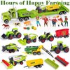 Oriate Kid's Farm Toys Realistic Tractor Vehicle Playset, Diecast Car Set Educational Mini Farm Animals with Flatbed Trailer,Birthday Gift for Children 3+ Year Old