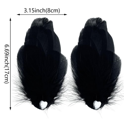 4 Pcs Fly-Wing Feather Hair Clips Heart Crystal Hair Barrettes Vintage Elegant Luxury Headpiece Bride Party Festival Wedding Jewelry Accessories for Women (Black+White)