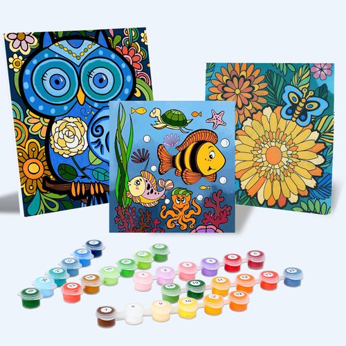 Paint by Numbers Kit for Kids and Adults, Art Supplies for Kids 6-12, Painting Kits for Kids, Crafts and Fun, Acrylic Paint Set, Canvas Painting Kit, Include Framed Pre-drawn Canvas, Color by Numbers