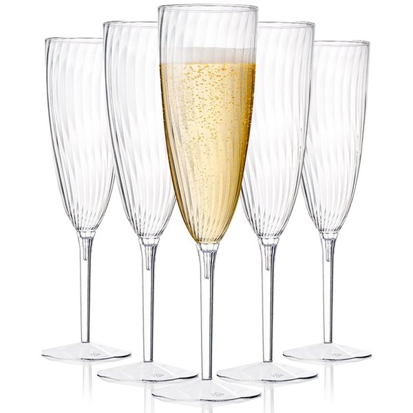 HyHousing 6 Oz Clear Glasses 16 Pack, Hard Disposable Plastic Champagne Flute Ideal for Home Daily Life Wedding Toasting Drinking Champagne , New Years Eve Party Supplies 2023