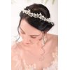 Fxmimior Bridal Silver Hair Accessories Pearl Headband Rhinestone Crystal Headpiece Flower Pearl Crystal Stud Earrings Sets Silver Wedding Jewelry Sets(Headband and Earrings)