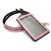 Pink Crystal Lanyard w/ Vertical Rhinestone Lined Badge Holder