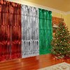 Lucleag 6Pcs Christmas Foil Fringe Curtains, 3.3X6.6Ft Christmas Fringe Curtain Backdrop, Red Green Silver Metallic Tinsel Foil Fringe Streamers Curtains Background for Christmas Party Supplies
