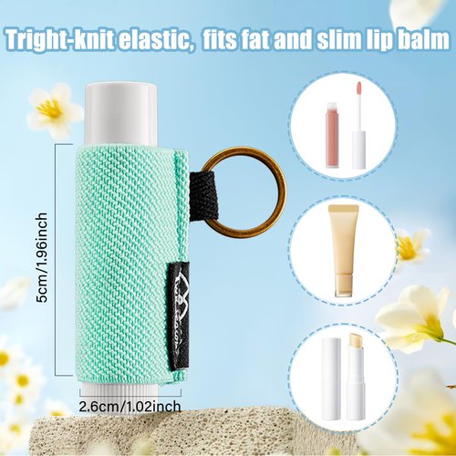 WK IEASON Lip Balm Holder Keychain with Clip, Tight-knit Elastic Chapstick Sleeve not Neoprene Sleeve (Blackx3)