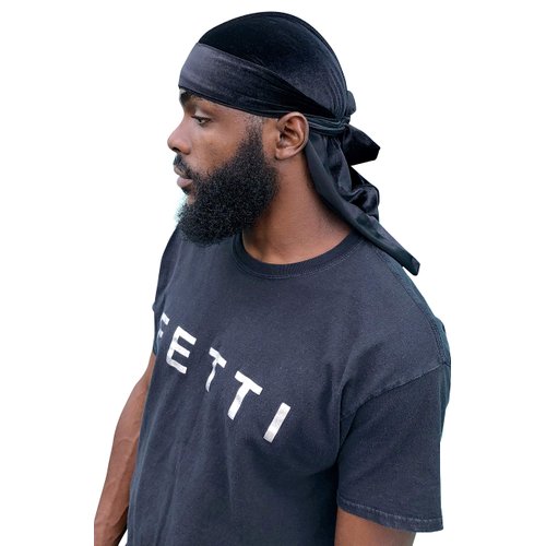 Velvet Durag: Supreme Quality Wave Cap Head Wrap Men Women Kids, Style, Waves, Chemo Cap, Premium Luxury, Long Lasting (Black) …