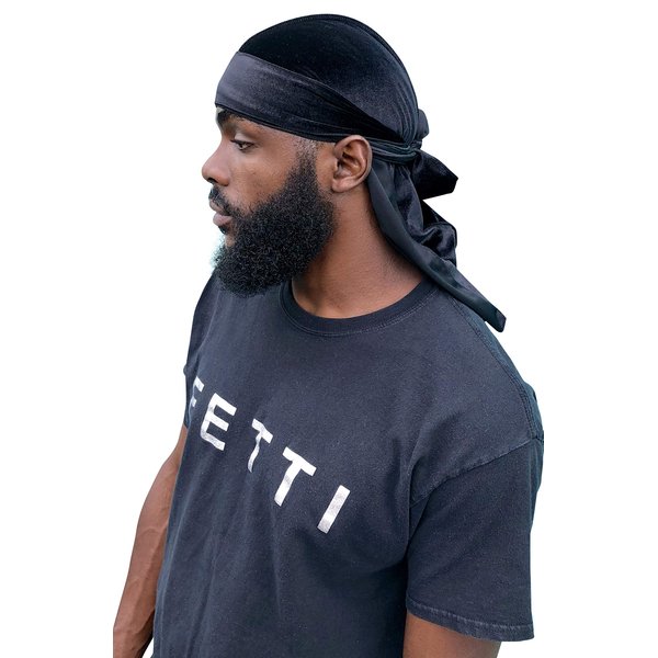 Velvet Durag: Supreme Quality Wave Cap Head Wrap Men Women Kids, Style, Waves, Chemo Cap, Premium Luxury, Long Lasting (Black) …