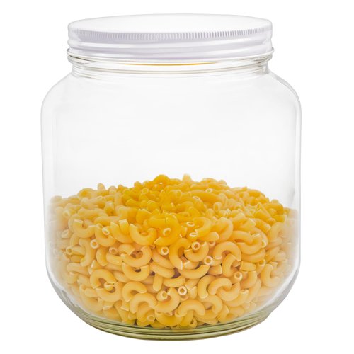 Cornucopia Brands 64oz Clear Wide-mouth Glass Jar, BPA free Food Grade w/Metal Lid (Half Gallon);...