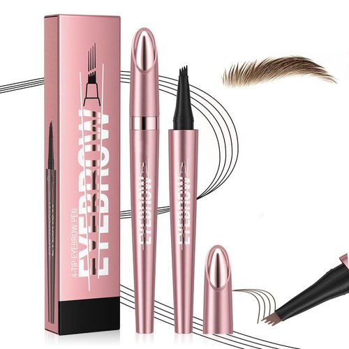 Microblading Eyebrow Pen, 3D Waterproof Microblading Eyebrow Pencil, Brow Pencil with Micro-fork Tip, Long-lasting Natural Makeup Fine Stroke Magic Eyebrow Pencil (Dark Brown) (Dark Brown)