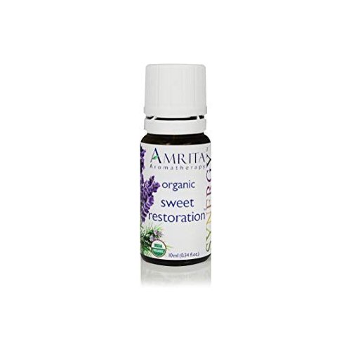 AMRITA Aromatherapy: Sweet Restoration Synergy Essential Oil Blend - USDA Certified Organic Essential Oil Blend of Lavender Extra, Sweet Lavandin, & Rosemary Cineol 1.8 - Pure & Undiluted -Size: 10ML