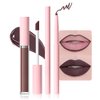 AMY'S DIARY 2pcs Chocolate Lip Liner & Lipstick&Shiny Clear Lip Oil Makeup Set, Liquid Lipstick 24H and Lip Liner Set Matt Liquid Lips Make Up Waterproof Long Lasting (02#, 2 Pcs Set)