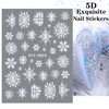 Snowflakes Nail Art Sticker Decals 5D Hollow Exquisite Luxurious Christmas New Year Nail Art Supplies Design Winter Elk Nail Art Decoration Accessories DIY Acrylic Nail Art, 4 Sheet