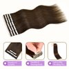 Tape in Hair Extensions Human Hair, 20pcs 18 Inch 50g Remy Tape in Hair Extensions, Chocolate Brown Silky Straight Natural Hair Extensions Tape in Human Hair