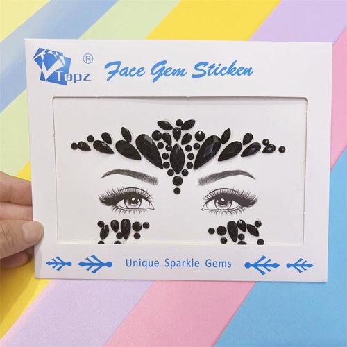 Topz halloween black face jewels Mermaid Face Gems Glitter clown temporary tattoo Rave holiday forehead adult costumes Makeup beauty Bohemian Stickers
