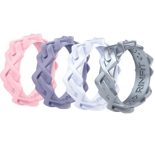 Rinfit Women Silicone Wedding Band - Rubber Wedding Rings for Women - Promise Rings for Her and Anniversary Rings - Space Collection - SetC, Size 10