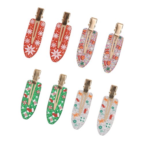 4 Pairs Christmas Hair Clips No Bend No Crease Green Red Holiday Hair Accessories Barrettes Duckbill Clips