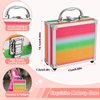 Anpro All-In-One Makeup Carry Case with Pro Teen Makeup Set, Full Starter Cosmetics Kit with Makeup Brushes, Eye Shadows Palette, Blushes, Glitter Gel, Temporary Tattoo Stickers