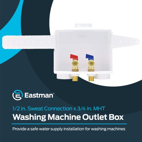 Eastman 60243 Dual Washing Machine Outlet Box, 1/2 in. Sweat, White