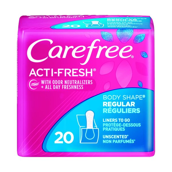 Carefree Panty Liners for Women, Regular, Wrapped, Unscented, 20ct | Pantiliners, Carefree Liners, Daily Liners for Women, Light Periods and Leaks, 8-Hour Odor Control | 20ct (Packaging May Vary)