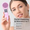 Face Scrubber Facial Cleansing Brush, Electric Silicone Sonic Face Brush with LCD Screen, Rechargeable, Waterproof, for Deep Cleansing,Thermal Massager Skin Care Routine Men Women