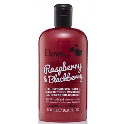 I LOVE Raspberry and Blackberry Bath and Shower Cream - Hydrating Body Wash and Bubble Bath - With Natural Fruit Extracts and Provitamin B5 - 16.9 oz