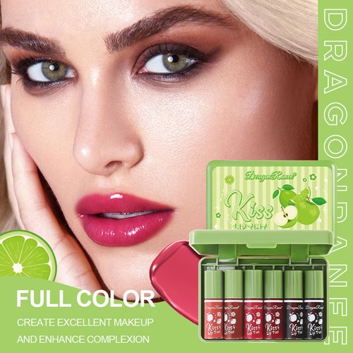 6 Colors Lip Stain Mini Liquid Lipstick,Korean Lip Gloss Moisturizing Lip Tint Makeup, Multi-use Lip and Cheek Tint, Long lasting Non-Stick Cup Lightweight, Vivid Color