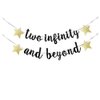 KUNGOON Glitter Two Infinity and Beyond Banner,Space Themed Kids' 2nd Birthday Party Decorations.(black)