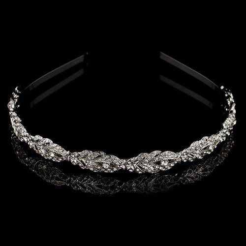 Wedding Party Rhinestone Flower Crown Headband Hair Band Bridal Crystal Headpiece Headdress Hair Accessories for Brides and Bridesmaids (Silver)