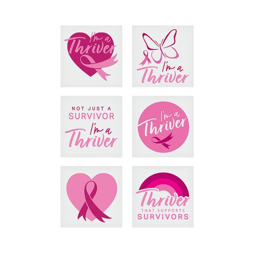 Fun Express Bulk 72 Piece Breast Cancer Thriver Temporary Tattoos