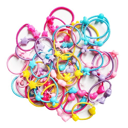 40 Pcs Colorful Hair Ties and Accessories Set - Rubber Bands, Ponytail Elastics, Headbands, and Scrunchies for Kids (4 Styles)