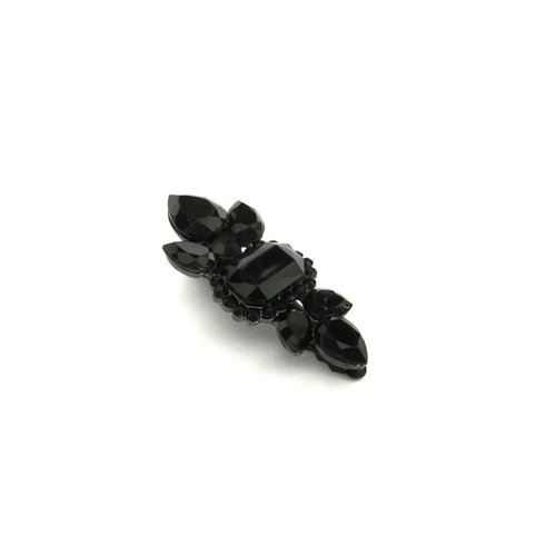 Generic Smaller chuncky black metal black crystal hair pin alligator clip