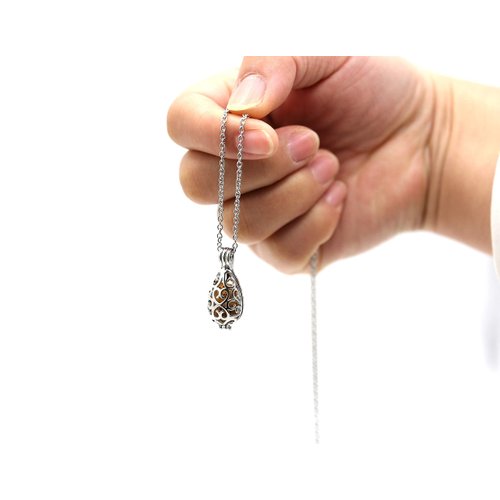 Fanmlilfe HEDQFM 2 PCS Essential Oil Diffuser Necklace with a Gift Box,Hollow Ball and Teardrop Aromatherapy Pendant Locket Necklace with Adjustable Chain and Colored Lava Stone for Women