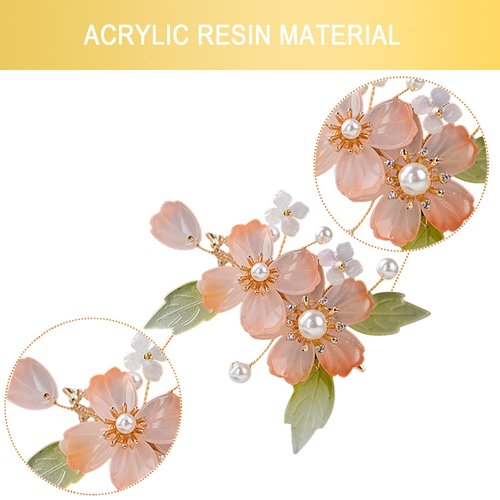 Handmade Flower Hair Clips, 2 Pcs Decorative Floral Design Alligator Hair Clips Pearl Barrettes, Wedding Hair Pins Hair Bow Accessories for Women Girls