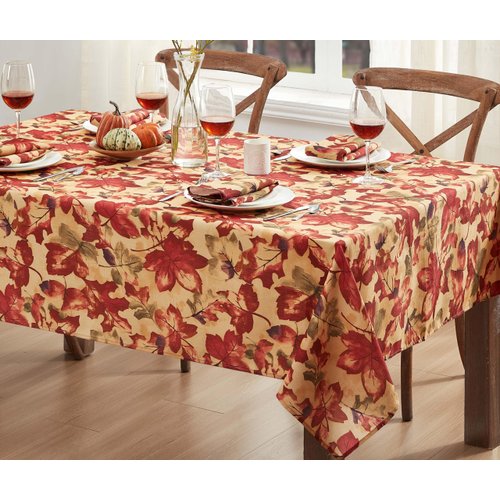 Newbridge Thanksgiving Autumn Leaf Collage Square Fabric Tablecloth, 52 x 52 Inch, Contemporary Fall Leaves Soil Resistant, Easy Care Table Cover for Holiday Dinner Party