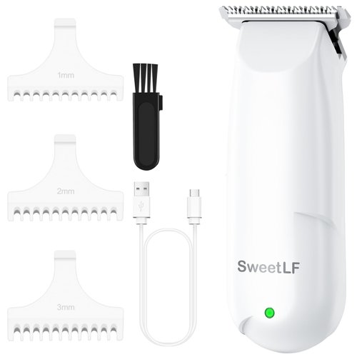 SweetLF Mini Hair Clippers,Small Hair Clippers, Mini Hair Trimmer, Baby Hair Clippers with 3 Guide Combs(1mm,2mm,3mm),USB Rechargeable Portable Hair Clippers for Men Women Baby Pet,Blue (White)