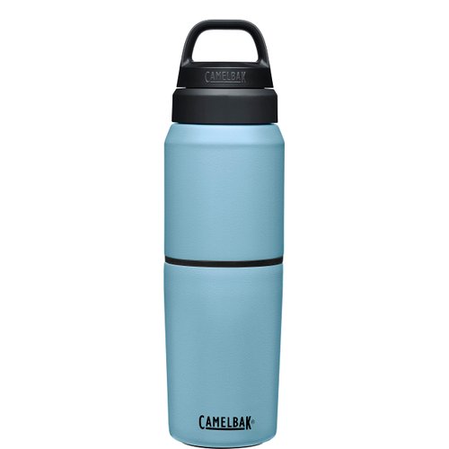 CamelBak MultiBev Water Bottle & Travel Cup – Vacuum Insulated Stainless Steel – Dusk Blue – 17oz bottle & 12oz cup