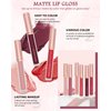 3Pcs Matte Liquid Lipstick Set, High Pigmented Lip Stain Tint, Long Lasting 24H Red Lipstick Waterproof Non-Stick Cup Velvet Lip Gloss, Smudge Proof Not Fade Lip Blam Makeup Gift Box for Women - SET B