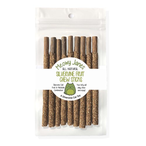 Meowy Janes Matatabi Chew Sticks 2.0 - Silvervine Powder Coated Vine - Natural Cat Toy and Cat Treat