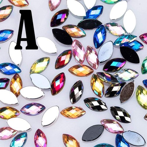 500Pcs Colourful Crystal Rhinestone Horse Eye Shape Gems Acrylic Rhinestone, Sewing Gems Acrylic Sewing Crystal Mixed Shapes Sew On Rhinestones for DIY Making Crafts Scrapbooks Clothing Phones