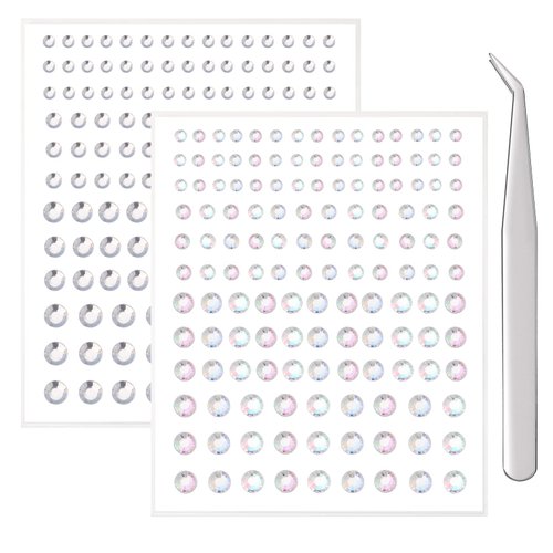 RLMOON Face Gem Eye Body jewels Stick on Self-Adhesive Rhinestone Stickers for Makeup Crystal Small Hair Gems Stick on for Party Nail Art Decorations Bling