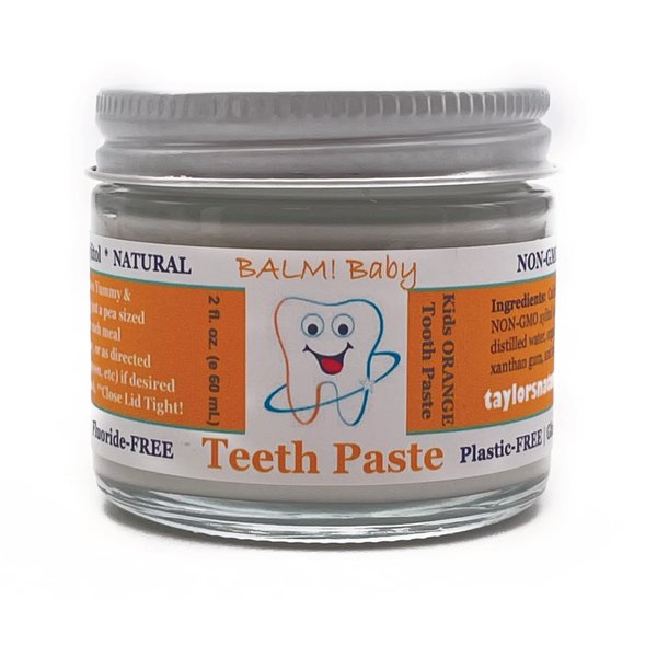 Kids All Natural Fluoride Free Toothpaste by BALM! Baby – SLS Free Toothpaste with Xylitol, Vegan Gluten Free, BPA Free, Zero Waste Children’s Teeth Paste (Orange)