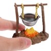 TOYANDONA 1 Set Dollhouse Stove Kitchen Furniture Miniature Hanging Stove Tea Kettle, Fairy Garden Camping Accessories Pretend Play Toys Bonfire Figurine Micro Landscape