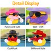 wonuu Winter Rubber Duck with Knitted Scarf Sunglasses Necklace Cowboy Hat, Mini Ducky for Home Party Ornament Car Accessories Dashboard Decoration, Red