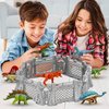 Oriate 12PCS Mini Dinosaurs Figures Figurines Toys for Kids 3-5 5-7, Capture n Escape Dino World Playset, Including 6 Dinosaur Fences, Realistic Jurassic Sets for Kids Birthday Gifts Cake Topper