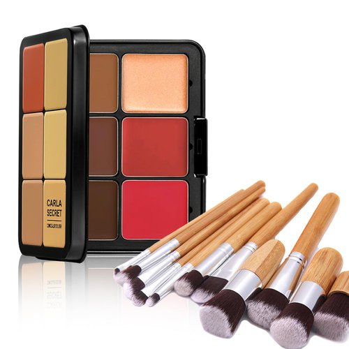 12 Colors Full Coverage Concealer Palette and 11 Pcs Makeup Brush, FantasyDay Long Lasting Lightweight Creamy Formula Xmas Makeup Contour Kit Color Corrector Conceal Moisturizing Foundation Camouflage