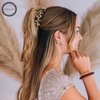 TELETIES - Medium Hair Clip - Strong Grip, Bendable Teeth, Comfortable Curved Design - Ideal for Medium-Thick Hair - For All Hair Textures - Blonde Tortoise
