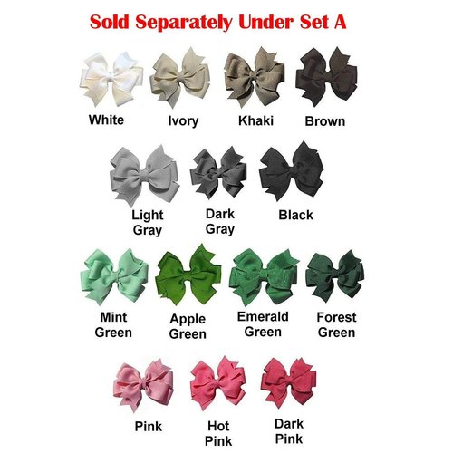 Solid Toddler Hair Bow Set (14 Colors - Set B)
